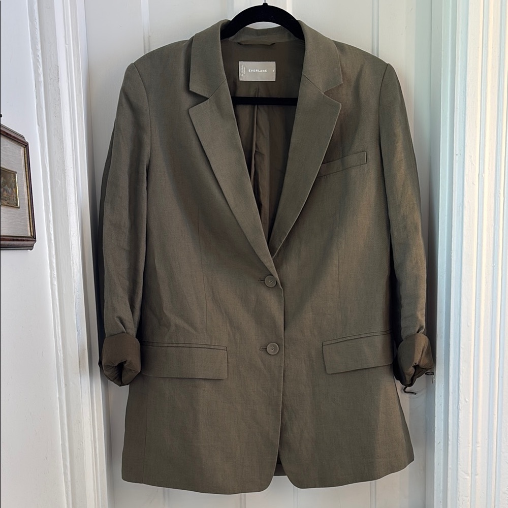 Everlane Olive Linen Blazer **FLAWED